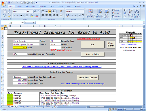 Screen Shot from the Microsoft Excel Macro File (Click to Enlarge)