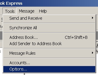 Options tab on the Tools menu