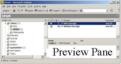 Folder with the Preview Pane