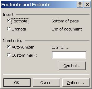Footnote/Endnote Dialog