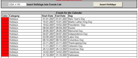 Automatic Holidays Inserter