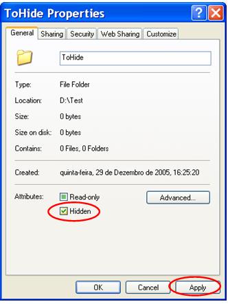 The folder is hidden