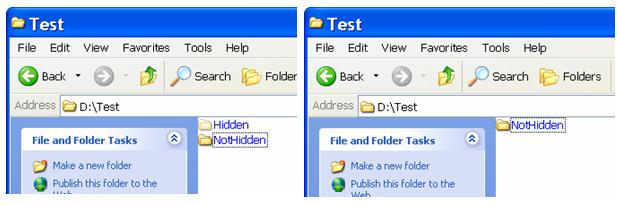 Hidden folder settings
